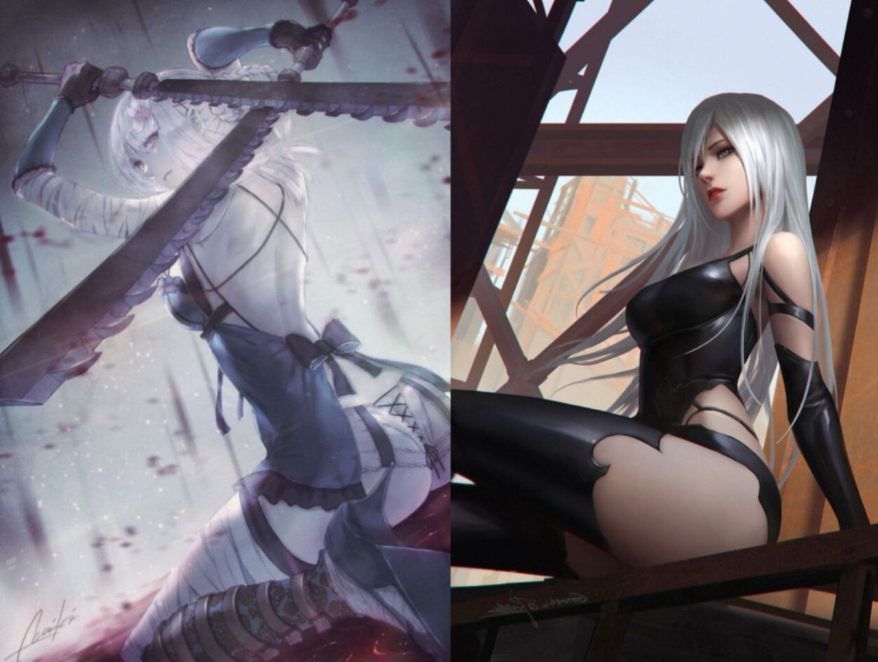 Portraits of 2B, 9S, A2, and the Replicant cast – illustrating the emotional depth and soul behind each android and human character, World of Nier